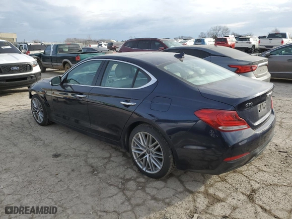 2020 Genesis G70 2.0T with VIN KMTG34LA1LU059770, listed as a Copart auction lot 47201445 with 74,408 mi miles and Salvage Title. Bid and sale history available at carsss.com. Image 2.