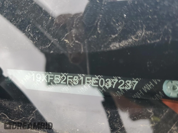 2015 Honda Civic LX with VIN 19XFB2F51FE037237, listed as a Copart auction lot 49031035 with Not Provided miles and Salvage Title. Bid and sale history available at carsss.com. Image 14.