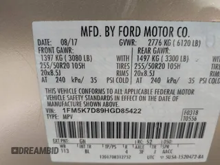 2017 Ford Explorer XLT z VIN 1FM5K7D89HGD85422, wystawiony jako IAAI lot #41787616 z przebiegiem 32 068 mil mil oraz . Historia ofert i sprzedaży dostępna na DreamBid. Obrazek 9.