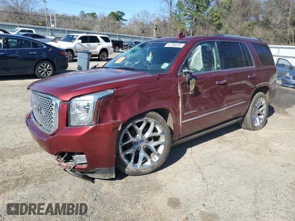 2016 GMC Yukon Denali with VIN 1GKS1CKJ3GR394861, listed as a Copart auction lot 47296535 with 0 mi miles and Salvage Title. Bid and sale history available at carsss.com. Image 1.