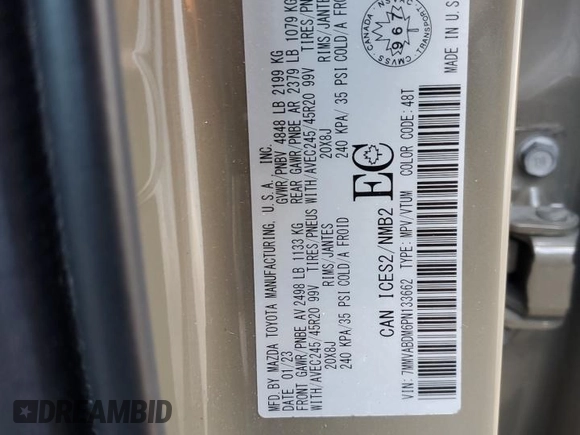2023 Mazda CX-50 S Premium with VIN 7MMVABDM6PN133662, listed as a Copart auction lot 79394114 with 32,616 mi miles and Salvage Title. Bid and sale history available at DreamBid. Image 14.