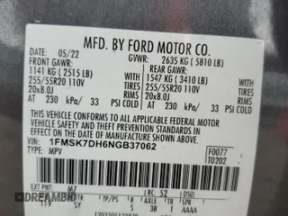 2022 Ford Explorer XLT z VIN 1FMSK7DH6NGB37062, wystawiony jako Copart lot #51503605 z przebiegiem 55 932 mil mil oraz Szkoda całkowita • Salvage title. Historia ofert i sprzedaży dostępna na DreamBid. Obrazek 14.