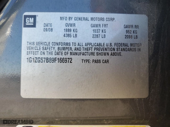 2009 Chevrolet Malibu LS w/1FL with VIN 1G1ZG57B89F166972, listed as a Copart auction lot 81242124 with 238,490 mi miles and Salvage Title. Bid and sale history available at carsss.com. Image 14.