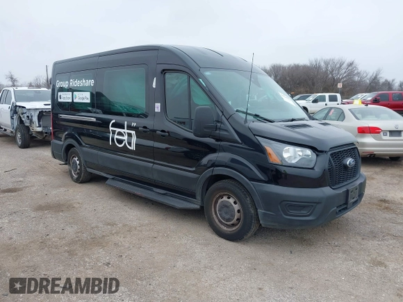 2023 Ford Transit Passenger XL with VIN 1FBAX2C85PKC08858, listed as a IAAI auction lot 41505754 with 45,897 mi miles and . Bid and sale history available at DreamBid. Image 1.