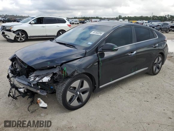 2021 Hyundai Ioniq Limited z VIN KMHC05LC2MU255047, wystawiony jako Copart lot #44165295 z przebiegiem 46 826 mil mil oraz Szkoda całkowita • Salvage title. Historia ofert i sprzedaży dostępna na DreamBid. Obrazek 1.