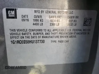 2017 Chevrolet Volt LT with VIN 1G1RC6S58HU137730, listed as a Copart auction lot 50332435 with 203,987 mi miles and Salvage Title. Bid and sale history available at carsss.com. Image 12.