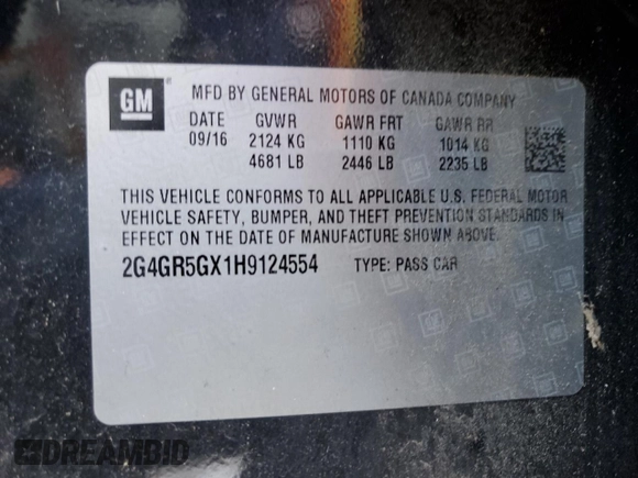 2017 Buick Regal Premium II with VIN 2G4GR5GX1H9124554, listed as a Copart auction lot 41865495 with 86,390 mi miles and Clean Title. Bid and sale history available at carsss.com. Image 12.