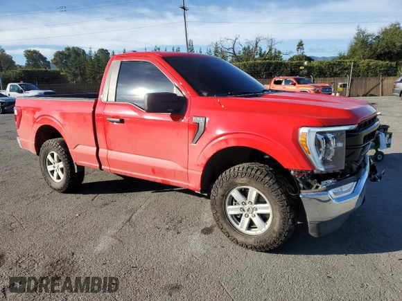 2021 Ford F-150 XL with VIN 1FTMF1C58MKE69537, listed as a Copart auction lot 41438195 with 51,701 mi miles and Salvage title. Bid and sale history available at DreamBid. Image 4.