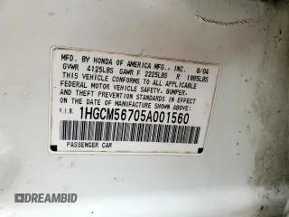 2005 Honda Accord EX z VIN 1HGCM56705A001560, wystawiony jako Copart lot #55793455 z przebiegiem 212 256 mil mil oraz Szkody całkowita. Historia ofert i sprzedaży dostępna na DreamBid. Obrazek 12.