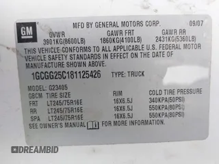 2008 Chevrolet Express Cargo Van with VIN 1GCGG25C181125426, listed as a IAAI auction lot 41726393 with 271,384 mi miles. Bid and sale history available at carsss.com. Image 9.