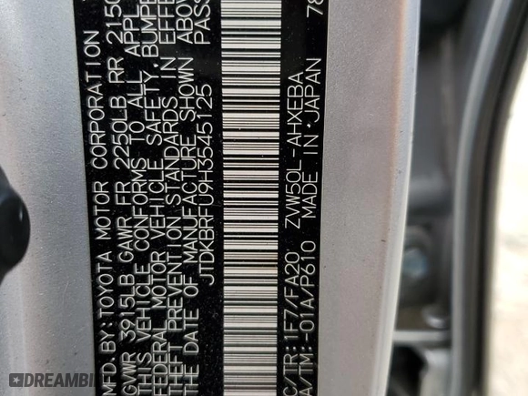 2017 Toyota Prius Two with VIN JTDKBRFU9H3545125, listed as a Copart auction lot 53466065 with 432,851 mi miles and Salvage Title. Bid and sale history available at carsss.com. Image 12.