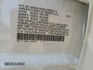 2022 Acura ILX with VIN 19UDE2F38NA002405, listed as a Copart auction lot 72649224 with 39,643 mi miles and Salvage Title. Bid and sale history available at DreamBid. Image 14.