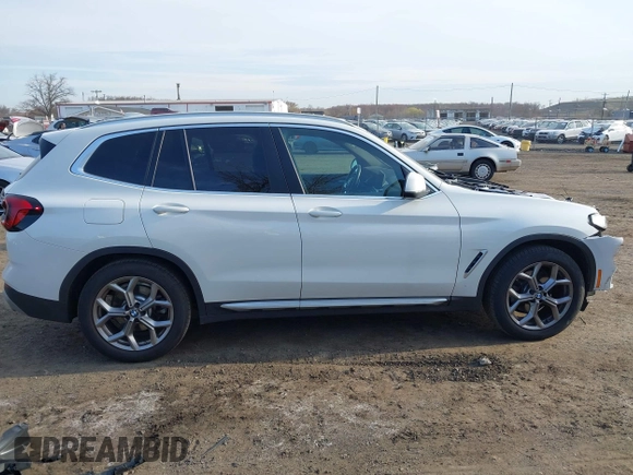 2022 BMW X3 xDrive30i with VIN 5UX53DP03N9M00629, listed as a IAAI auction lot 41890559 with 9,300 mi miles and . Bid and sale history available at DreamBid. Image 14.