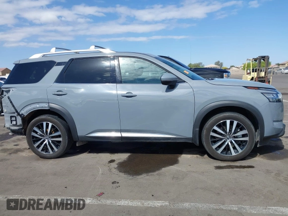 2023 Nissan Pathfinder Platinum with VIN 5N1DR3DH9PC248888, listed as a IAAI auction lot 41974684 with 52,609 mi miles and . Bid and sale history available at DreamBid. Image 14.