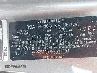 2023 Kia Forte GT-Line with VIN 3KPF54AD7PE522131, listed as a IAAI auction lot 41925155 with 19,710 mi miles. Bid and sale history available at carsss.com. Image 9.