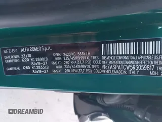 2024 Alfa Romeo Tonale Ti z VIN ZASPATCW5R3059817, wystawiony jako IAAI lot #41473097 z przebiegiem 6081 mil mil oraz . Historia ofert i sprzedaży dostępna na DreamBid. Obrazek 9.