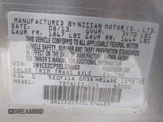 2014 Nissan Note SV z VIN 3N1CE2CP2EL376683, wystawiony jako IAAI lot #42123277 z przebiegiem 144 171 mil mil oraz . Historia ofert i sprzedaży dostępna na DreamBid. Obrazek 9.