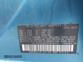 2017 Subaru Impreza Premium z VIN 4S3GKAB68H3610559, wystawiony jako IAAI lot #42156102 z przebiegiem 79 548 mil mil oraz . Historia ofert i sprzedaży dostępna na DreamBid. Obrazek 9.