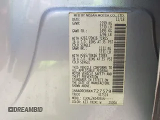 2019 Nissan Frontier SV z VIN 1N6AD0ER6KN727579, wystawiony jako IAAI lot #42067078 z przebiegiem 82 168 mil mil oraz . Historia ofert i sprzedaży dostępna na DreamBid. Obrazek 9.