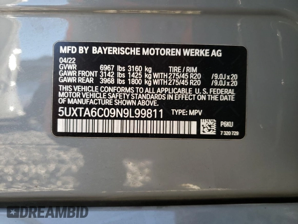 2022 BMW X5 xDrive45e with VIN 5UXTA6C09N9L99811, listed as a Copart auction lot 89264535 with 45,952 mi miles and Salvage Title. Bid and sale history available at carsss.com. Image 14.