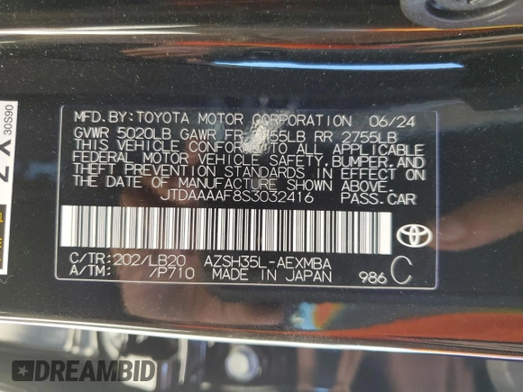 2025 Toyota Crown XLE with VIN JTDAAAAF8S3032416, listed as a Copart auction lot 73577524 with 6,781 mi miles and Salvage Title. Bid and sale history available at carsss.com. Image 14.