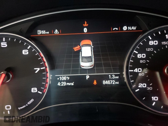 2013 Audi A6 Prestige with VIN WAUHGAFC7DN154314, listed as a Copart auction lot 61223915 with 84,672 mi miles and Salvage title. Bid and sale history available at DreamBid. Image 9.