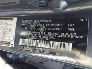 2018 Toyota 4Runner SR5 z VIN JTEZU5JR4J5184719, wystawiony jako IAAI lot #41689185 z przebiegiem 97 501 mil mil oraz . Historia ofert i sprzedaży dostępna na DreamBid. Obrazek 9.