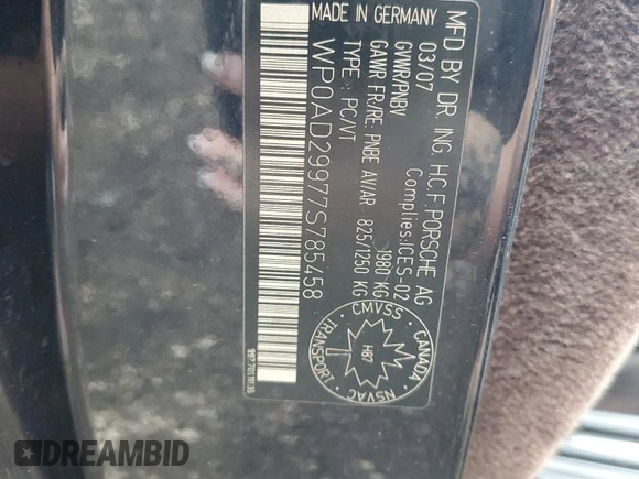 2007 Porsche 911 Turbo z VIN WP0AD29977S785458, wystawiony jako Copart lot #78957064 z przebiegiem 108 780 mil mil oraz Czysty tytuł • Clean title. Historia ofert i sprzedaży dostępna na DreamBid. Obrazek 12.