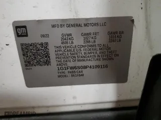 2023 Chevrolet Bolt EV 1LT with VIN 1G1FW6S08P4109116, listed as a Copart auction lot 44028955 with 46,847 mi miles and Salvage Title. Bid and sale history available at carsss.com. Image 12.