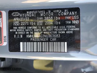 2022 Hyundai Elantra Essential with VIN KMHLM4AG3NU363683, listed as a Copart auction lot 48204495 with 29,318 mi miles and Salvage Title. Bid and sale history available at carsss.com. Image 13.