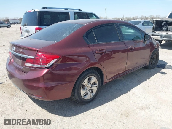 2013 Honda Civic LX with VIN 2HGFB2F52DH568420, listed as a IAAI auction lot 41857748 with 181,680 mi miles and . Bid and sale history available at DreamBid. Image 4.
