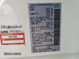 2024 Nissan Pathfinder SL with VIN 5N1DR3CA4RC309586, listed as a Copart auction lot 60313545 with 6,167 mi miles and Salvage title. Bid and sale history available at DreamBid. Image 14.