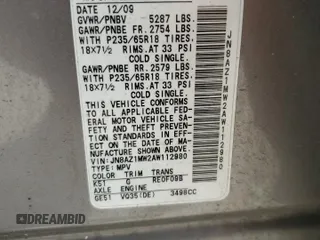 2010 Nissan Murano SL with VIN JN8AZ1MW2AW112980, listed as a Copart auction lot 62884874 with Not Provided miles and Salvage Title. Bid and sale history available at carsss.com. Image 15.