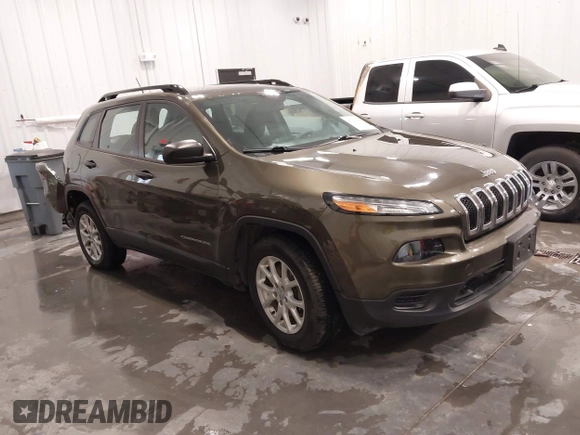 2015 Jeep Cherokee Sport with VIN 1C4PJMAB9FW595102, listed as a IAAI auction lot 41718244 with 95,059 mi miles. Bid and sale history available at carsss.com. Image 1.