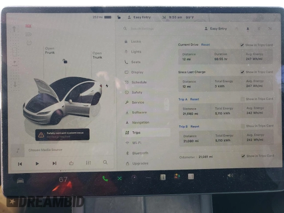 2024 Tesla Model 3 z VIN 5YJ3E1EA6RF734033, wystawiony jako Copart lot #52305665 z przebiegiem 21 081 mil mil oraz Szkoda całkowita • Salvage title. Historia ofert i sprzedaży dostępna na DreamBid. Obrazek 9.