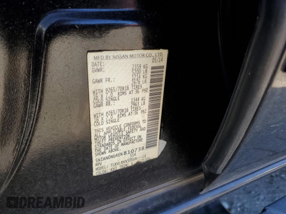 2014 Nissan Xterra S z VIN 5N1AN0NU4EN810738, wystawiony jako Copart lot #75739724 z przebiegiem 140 383 mil mil oraz Szkoda całkowita • Salvage title. Historia ofert i sprzedaży dostępna na DreamBid. Obrazek 13.