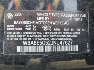 2018 BMW 3 Series 320i xDrive with VIN WBA8E5G52JNU47627, listed as a Copart auction lot 46192395 with 61,349 mi miles and Salvage Title. Bid and sale history available at carsss.com. Image 12.