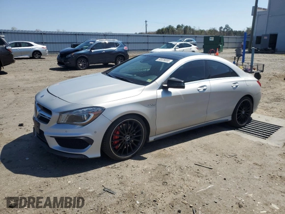 2014 Mercedes-Benz CLA 45 AMG with VIN WDDSJ5CB8EN122458, listed as a Copart auction lot 50528055 with 74,961 mi miles and Salvage title. Bid and sale history available at DreamBid. Image 1.