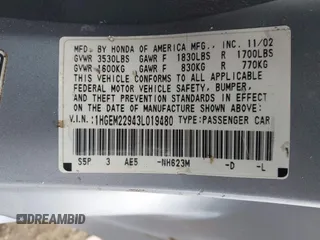 2003 Honda Civic EX with VIN 1HGEM22943L019480, listed as a IAAI auction lot 41914928 with 178,506 mi miles and . Bid and sale history available at DreamBid. Image 9.