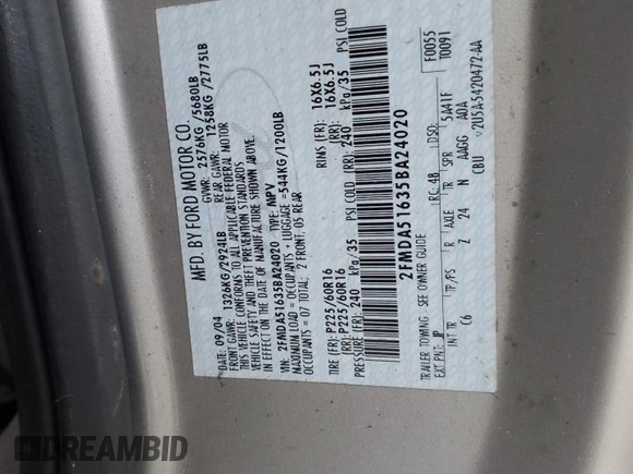 2005 Ford Freestar SE z VIN 2FMDA51635BA24020, wystawiony jako Copart lot #47605725 z przebiegiem 112 563 mil mil oraz Szkody całkowita. Historia ofert i sprzedaży dostępna na DreamBid. Obrazek 13.