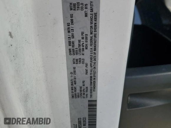 2021 Ram ProMaster Cargo with VIN 3C6LRVBG3ME530073, listed as a Copart auction lot 88838865 with 96,405 mi miles and Salvage Title. Bid and sale history available at carsss.com. Image 13.