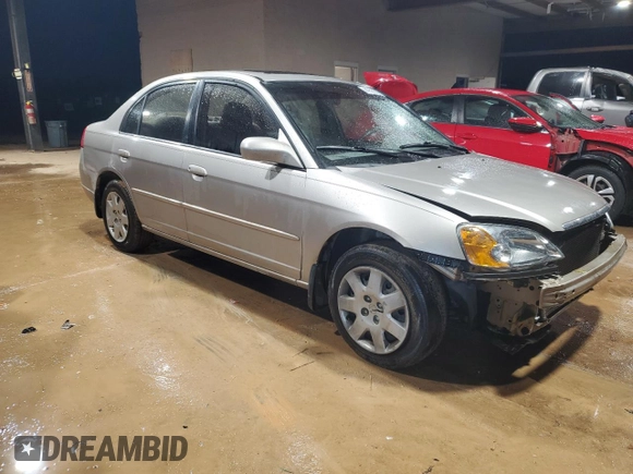 2001 Honda Civic EX with VIN 1HGES26761L014714, listed as a Copart auction lot 44995565 with 221,595 mi miles and Salvage Title. Bid and sale history available at carsss.com. Image 4.