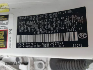 2012 Toyota Camry L with VIN 4T1BF1FK8CU624319, listed as a IAAI auction lot 41900045 with 193,234 mi miles and . Bid and sale history available at DreamBid. Image 9.
