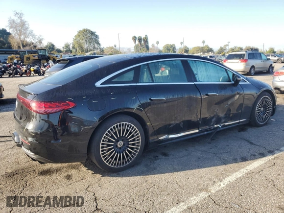 2022 Mercedes-Benz EQS with VIN W1KCG2DB1NA019311, listed as a Copart auction lot 46130214 with 25,000 mi miles. Bid and sale history available at carsss.com. Image 3.