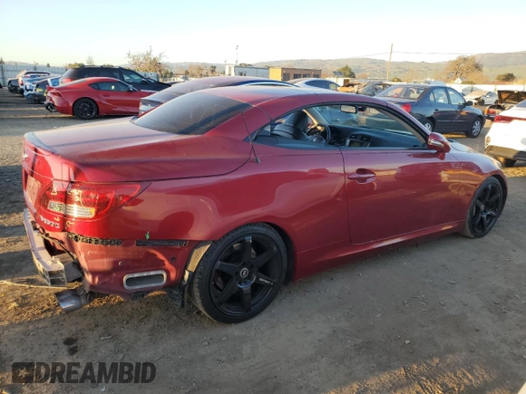 2011 Lexus IS 350 C with VIN JTHFE2C24B2506795, listed as a Copart auction lot 46447575 with 131,714 mi miles and Salvage title. Bid and sale history available at DreamBid. Image 3.