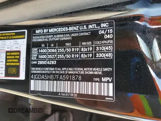 2015 Mercedes-Benz M 350 with VIN 4JGDA5HB7FA591878, listed as a Copart auction lot 52969125 with 176,560 mi miles and Salvage title. Bid and sale history available at DreamBid. Image 13.