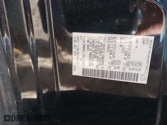 2014 Infiniti QX60 with VIN 5N1AL0MM0EC501867, listed as a IAAI auction lot 41157279 with 148,283 mi miles. Bid and sale history available at carsss.com. Image 9.