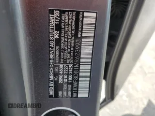 2021 Mercedes-Benz C 300 with VIN W1KWF8DB1MR623993, listed as a Copart auction lot 56164565 with 43,011 mi miles and Salvage title. Bid and sale history available at DreamBid. Image 12.