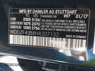 2017 Mercedes-Benz E 300 Luxury with VIN WDDZF4JB8HA207132, listed as a IAAI auction lot 42155585 with Not Provided miles and . Bid and sale history available at carsss.com. Image 9.