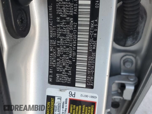 2012 Toyota Camry L with VIN 4T1BF1FK8CU013142, listed as a Copart auction lot 48385395 with 301,251 mi miles and Clean Title. Bid and sale history available at DreamBid. Image 14.